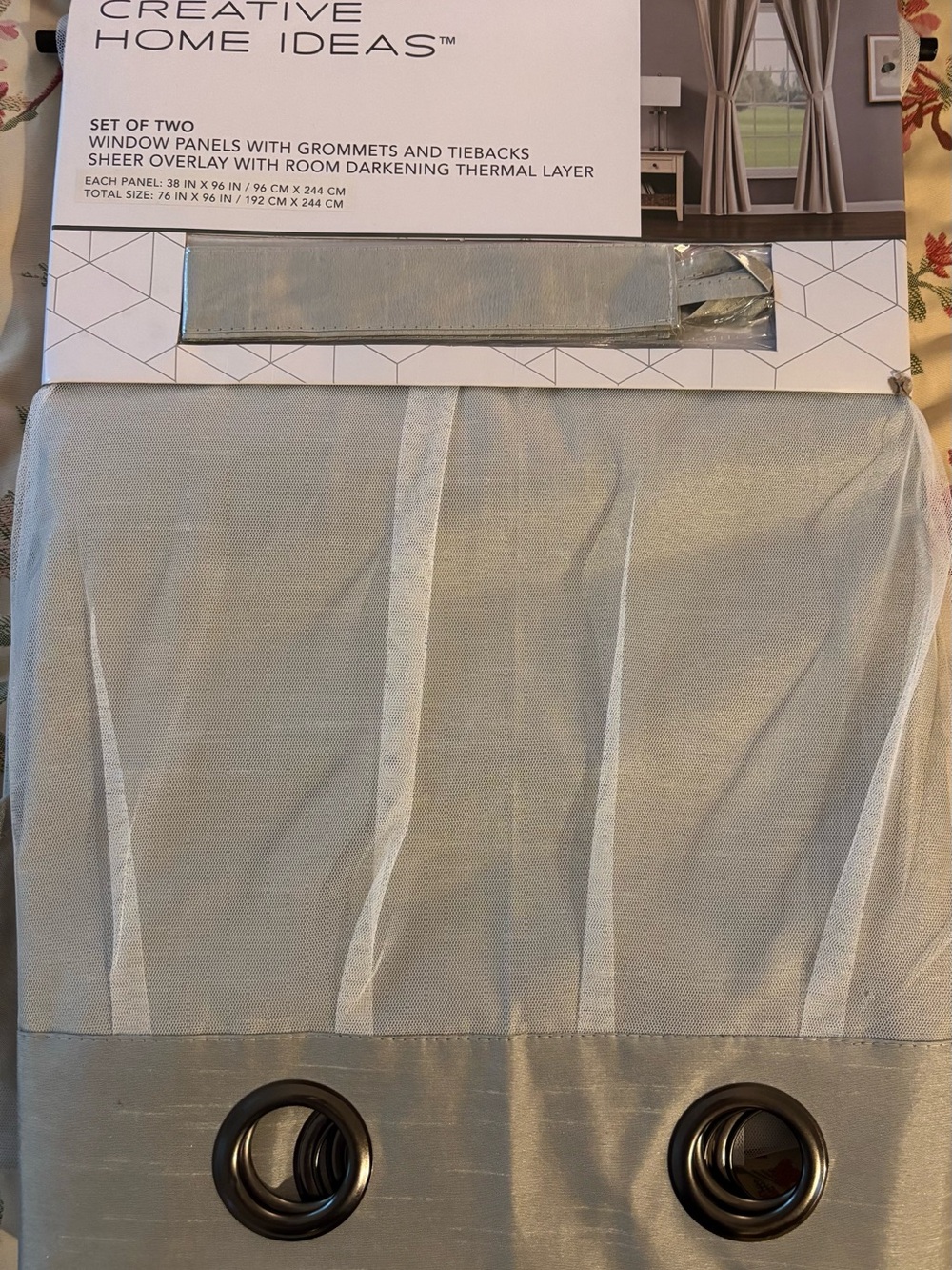 Grommet Window Panels Sheer Overlay w/ room darkening thermal layer (Set of 2)